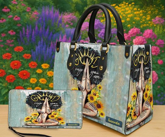 Discover Personalized God Says You Are Sunflower Afrocentric Tote Bag for Black Women, Custom Name African American Christian Gift