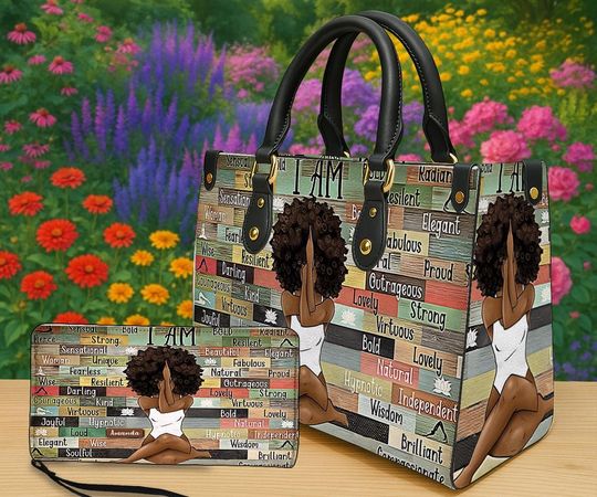 Discover Personalized Black Women Handbag, African American Bag With Inspirational Words, Custom Name I Am Bag, Motivational Gift For Her