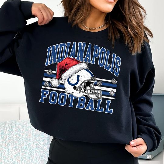 Indianapolis Football Christmas Sweatshirt, Holiday Colts Shirt, Santa Hat , Winter Game Day Crewneck, football Fan Gift, Cozy Top