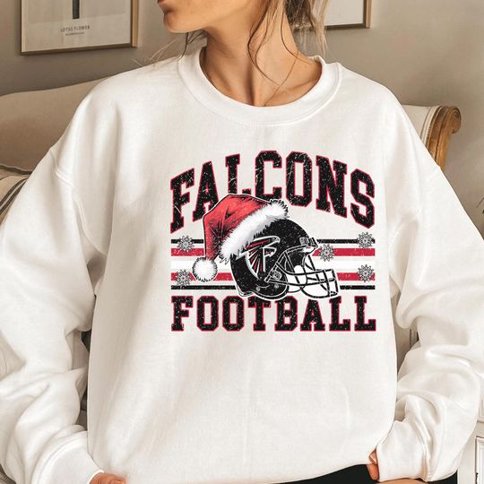 Falcons Football Christmas Sweatshirt, Atlanta Santa Hat Shirt, Falcons Fan, Holiday Game Day Outfit, Xmas Football Gift