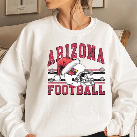 Discover Arizonna Football Christmas Sweatshirt, Cardinals Santa Hat Shirt, Arizonna Fan , Xmas Football Gift, Holiday Game Day Apparel