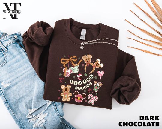 Discover Mickey and Minniee Gingerbread Christmas Sweatshirt, Disney Christmas Tee, Tis the Season Sweater, Disneyland Trip T-Shirt, Xmas Party Shirt