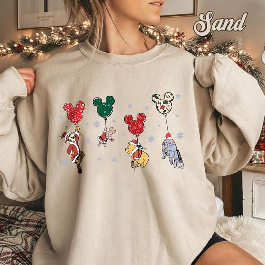 Discover Winnie The Pooh Christmas Sweatshirt, Pooh And Friends Shirt, Pooh Balloon Tee, Comfort Colors Shirt, Cute Pooh Bear Tee, Disney World Shirt