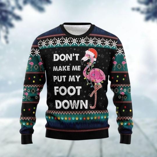 Pink Flamingo Christmas Sweater, Flamingo Don't Make Me Xmas Sweater, Christmas Sweatshirt, Animal Lover Gift, Holiday Sweater