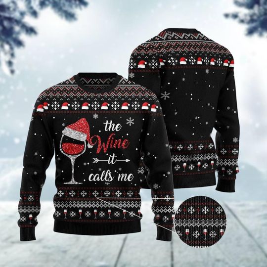 Discover Red Wine Ugly Christmas Sweater, Wine Glass Xmas Sweater, Christmas Drinking Sweater Men, Santa Claus Sweater, Xmas Party Gift
