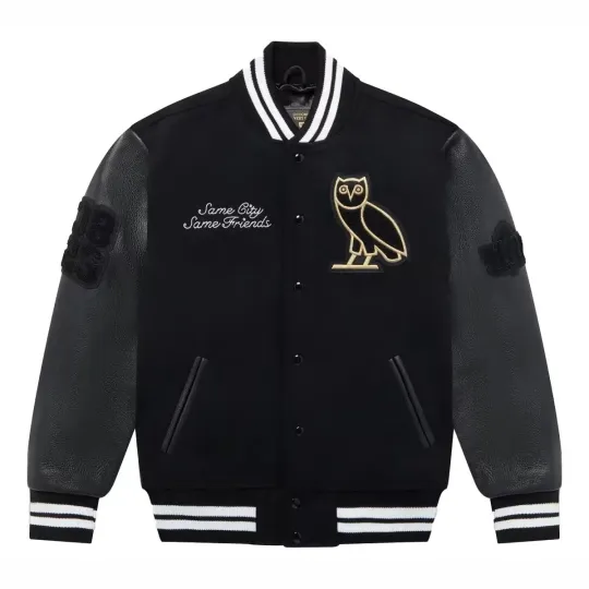 Discover Mens Collegiate Unisex Wool & Leather Black Letterman Varsity Jacket -Multicolor