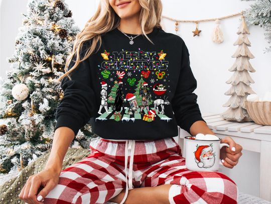 Discover Merry Christmas Sweatshirt, Star Wars Christmas T-Shirt, Disney Christmas Gift Shirt, Disney Family Trip Tee, Holiday Season Sweatshirt