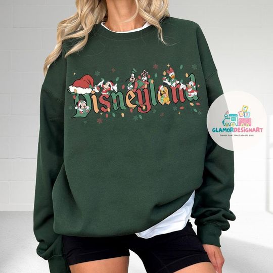 Discover Retro Mickey and Friends Christmas Sweatshirt, Vintage Disneyland Christmas Sweatshirt, Disneyland Sweatshirt, Christmas Family Matching Tee