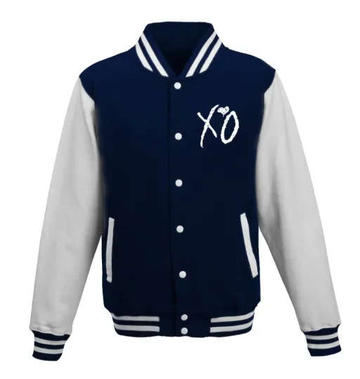 Discover Weeknds XO Rib Knitt Navy & White Unisex Varsity Jacket
