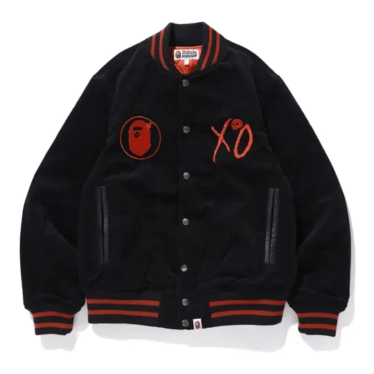 Discover Weeknds XO Black Wool Rib Knit Varsity Jacket for Men and Women
