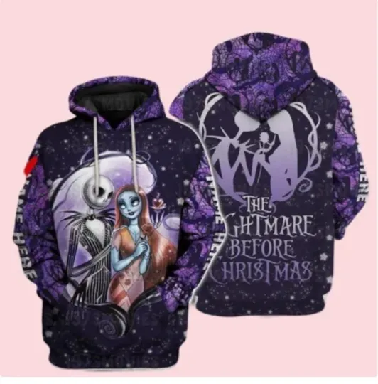 Discover Jack Skellington And Sally 3D HOODIE HALLOWEEN GIFT CHRISTMAS GIFT OVER PRINT