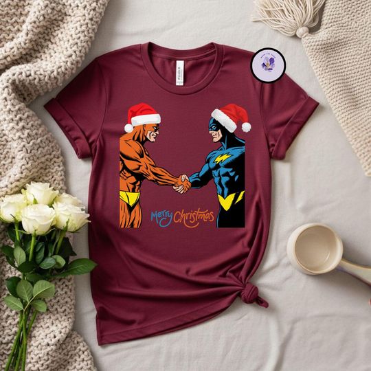 Discover Merry Christmas Batman with Superman Shirt, Holiday Batman and Superman, Gift For Fan