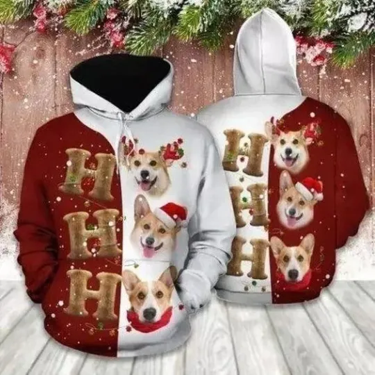 Discover Corgi Christmas Funny 3D Hoodie All over Print