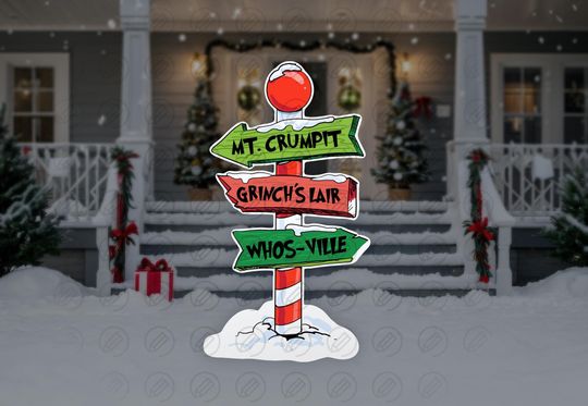 Discover Stole Christmas Cutout Decorations, centerpieces, Christmas Presents, Christmas Sign, yard sign, lawn sign, Grin North Pole, Xmas AD