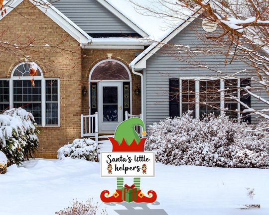 Santa's Little Helper Christmas Decoration Indoor Outdoor Corrugated Plastic Cutout Yard Sign Home/Garden Dcor Event Holiday Birthday Party
