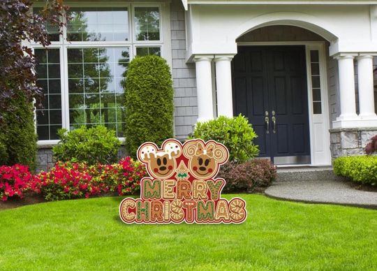 Discover Gingerbread Merry Christmas Yard Signs and Cutouts, Mickey and Friends, Gingerbread Cookies Cutouts, Christmas Decor, Yard Art, Yard Sign,