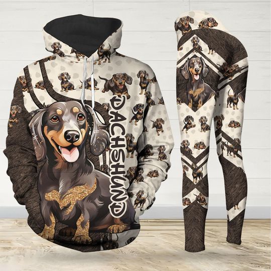 Discover Dachshund Hoodie and Leggings Set for Dog Lovers, Animal Lover Outfit, Dachshund Lover Gift