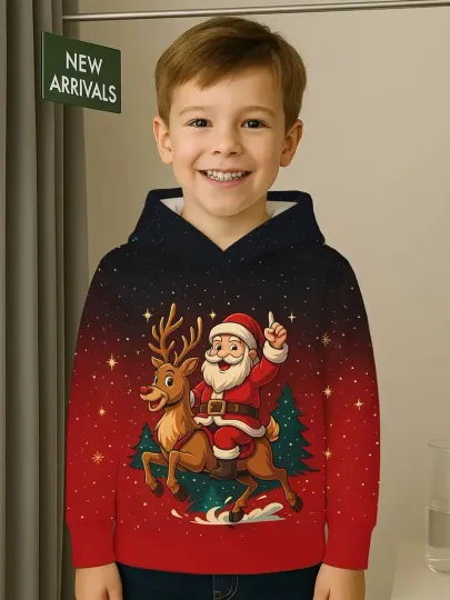Discover Santa & Reindeer Christmas 3D All Over Print Hoodie - Adults & Youth