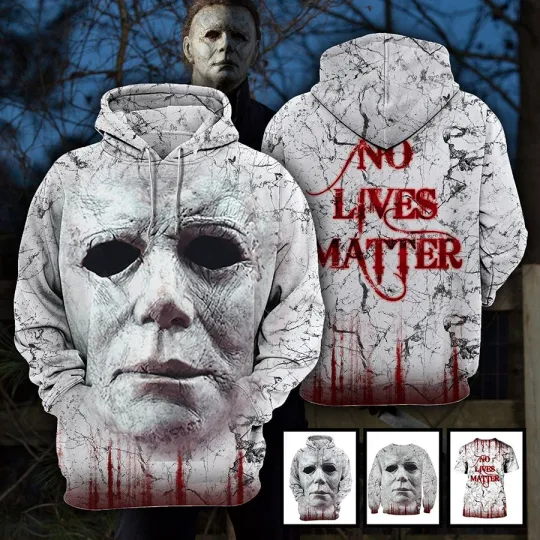Discover Michael Myer Red Blood No Live Matter Halloween 3D Hoodie Christmas Gift