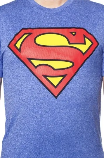DC Comics Superman Symbol Men’s Blue Performance T-Shirt Small, Medium, Large