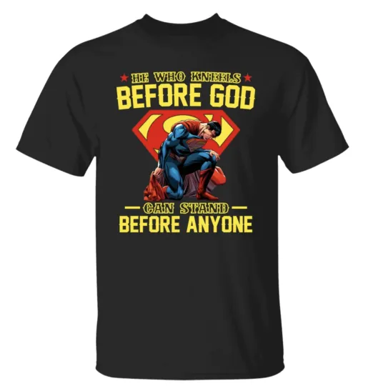 Superman T Shirt Inspirational Superhero Shirt Worship Faith Religious Quote Tee