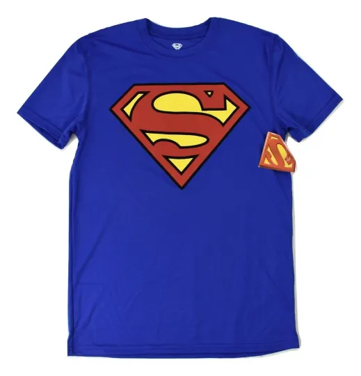 Discover Superman Mens Costume Classic Logo Blue Shirt NWT S