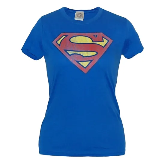 Discover Superman Distressed Logo Junior Ladies T-Shirt