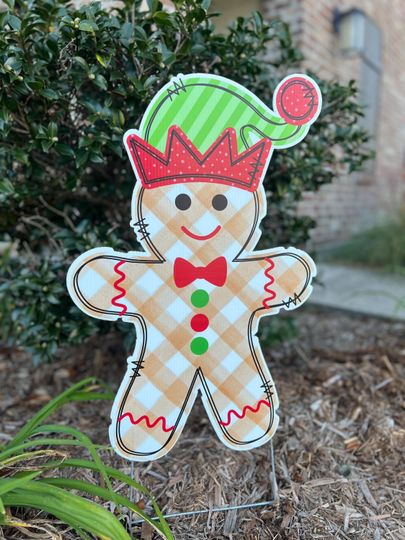 Discover Gingerbread Man, Custom Name Yard Sign, Personalized Christmas Decoration, Festive Holiday Decor, Outdoor Christmas Sign
