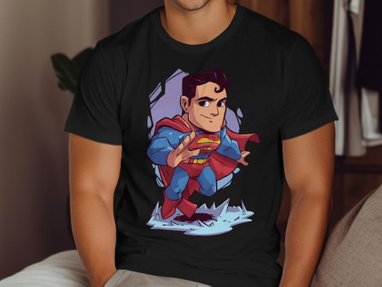 Discover Superman T-Shirt, Cartoon Superman, Superhero Shirt, Comic Book Tee, Mens Tshirt, Womens Tshirt, Kids T-shirt, Gift for Him, Gift for Her