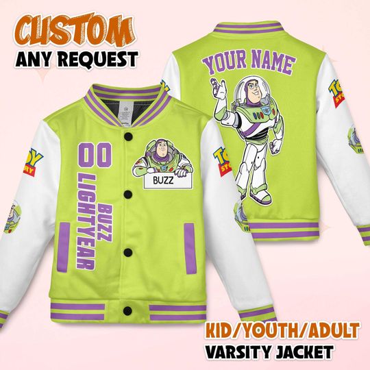 Custom Buzz Lightyear Varsity Jacket, Buzz Lightyear Kids Youth Adult Varsity Jacket