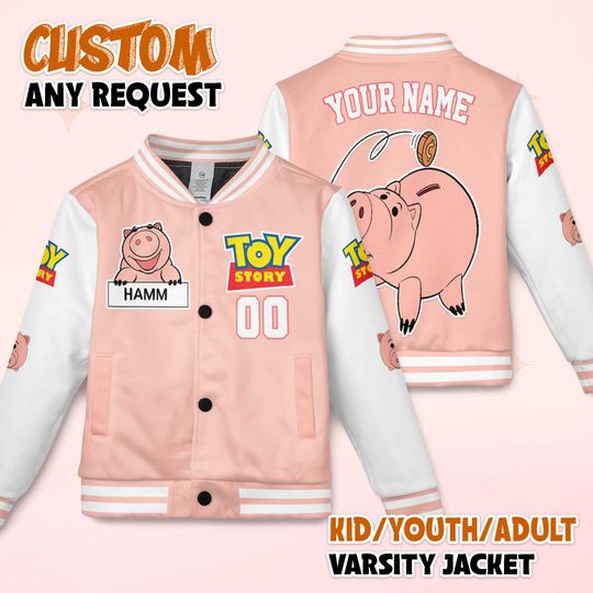 Discover Custom Hamm Varsity Jacket, Personalized Toy Story Baseball Jacket, Hamm Kids Youth Adult Varsity Jacket