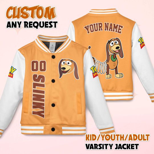 Discover Custom Slinky Dog Varsity Jacket, Personalized Toy Story Baseball Jacket, Slinky Dog Kids Youth Adult Varsity Jacket