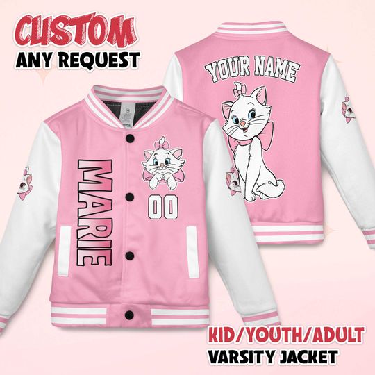 Discover Custom Marie Cat Varsity Jacket, Personalized Disney Aristocats Baseball Jacket, Disney Aristocats Kids Youth Adult Varsity Jacket