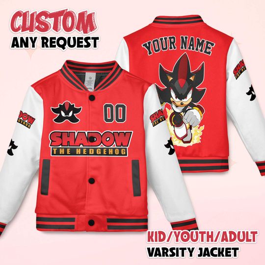 Discover Custom Shadow Varsity Jacket, Personalized Sonic the Hedgehog Baseball Jacket, Shadow  Kids Youth Adult Varsity Jacket