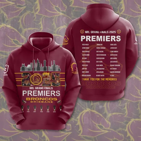 Brisbane Broncos Premier 2025 3D Hoodie All Over Printed For Gift