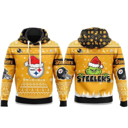 Discover 2025 Football Pittsburgh Steeler funny character Christmas Hoodie 3D