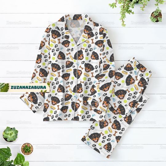 Discover Rottweiler Pajamas Set, Rottweiler Women’s Sleepwear, Rottweiler Pajamas Pants, Rottweiler Lover Gifts