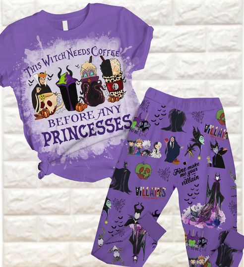 Discover Maleficent T-Shirt Pajamas Set, Disney Villains PJs, Witches Women Pajamas, Disney Maleficent Shirt, Halloween Gift
