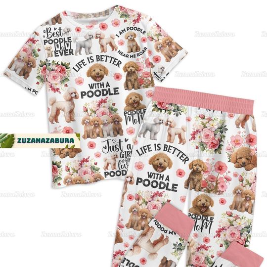 Discover Poodle T-Shirt Pajamas Set, Poodle Pajamas Pant, Dog Pajamas Set, Dog Lover Gift, Poodle Gift