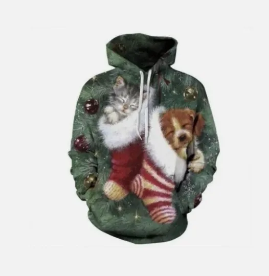 Discover Christmas Dog Print Unisex Hoodie - 3D All over print