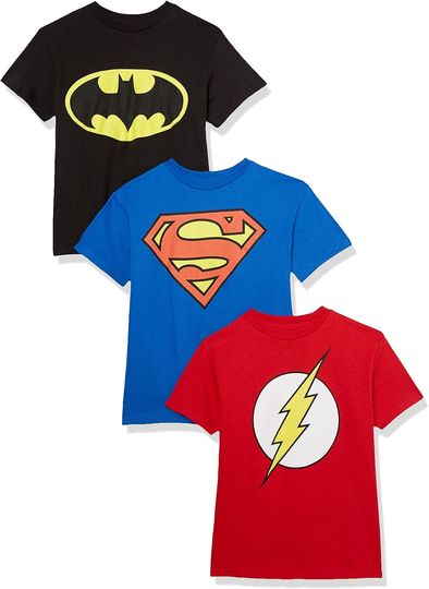 DC Comics Batman, Superman, The Flash Pack Logo T-Shirt