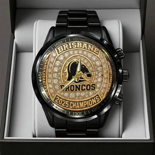 Discover Brisbane Broncos 2025 Premiership Black Stainless Steel Watch