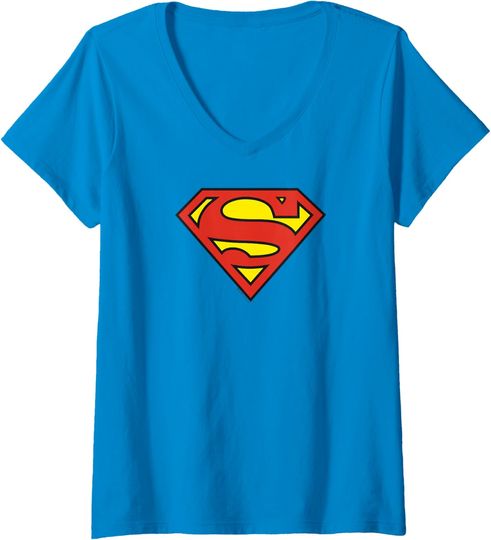 Discover Womens Superman Logo V-Neck T-Shirt, Gift For Fan