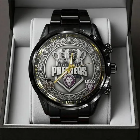 Discover Brisbane Lions Premiers 2025 Black Stainless Steel Watch