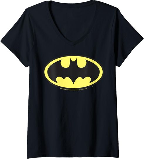 Womens DC Comics Batman Basic Logo V-Neck T-Shirt, Gift For Fan
