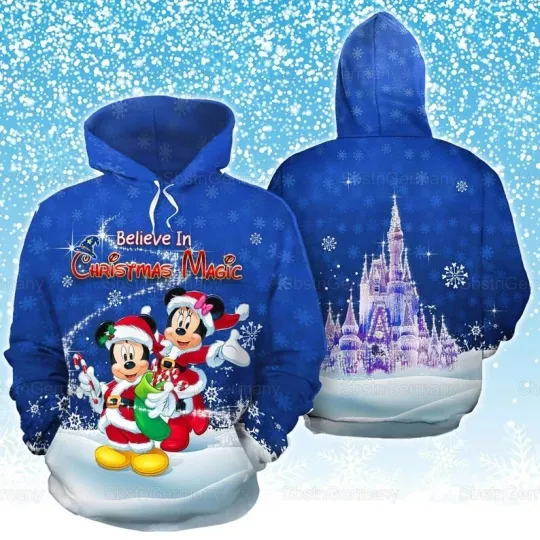 Discover Mickey And Minnie Believe In Christmas Magic Xmas 3D HOODIE US SIZE BEST PRICE