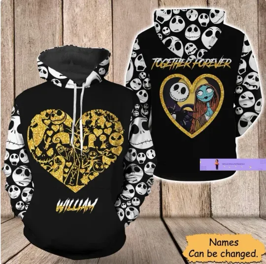 Discover Jack Skellington And Sally 3D HOODIE US Size Christmas Gift Halloween Gift