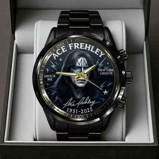 Discover KISS x Ace Frehley Black Stainless Steel Watch 1951-2025
