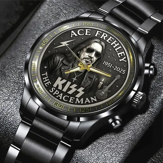Discover RIP 1951-2025 KISS x Ace Frehley Black Stainless Steel Watch