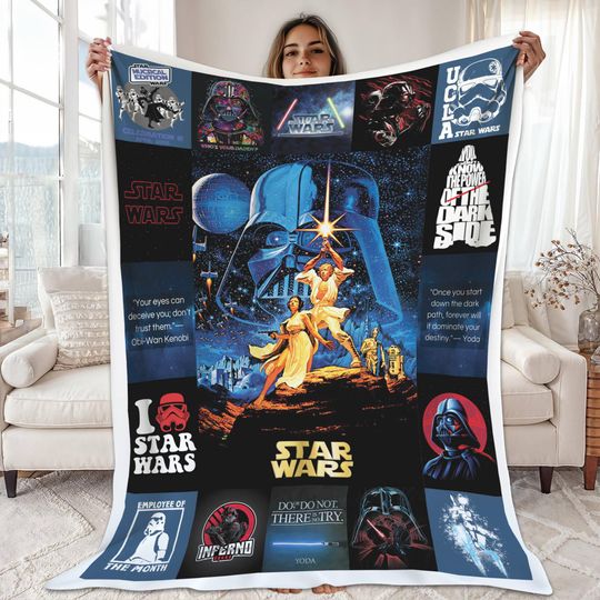 Discover StarWars Fleece Blanket, Darth Vader Leia Organa Throw Blanket For Bed Couch Sofa, Disneyland Movie, Galaxy Edges, Christmas Blanket Gifts